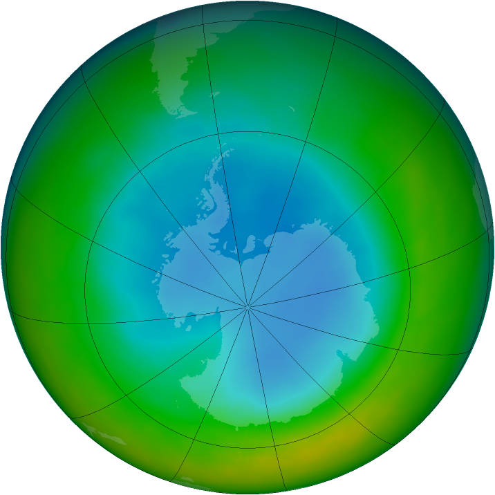 Antarctic ozone map for August 2012
